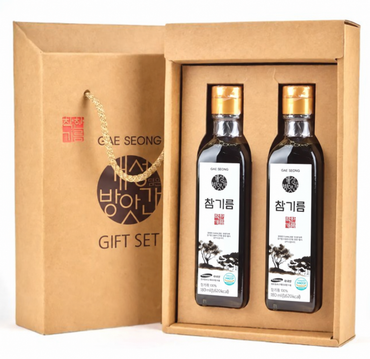 [Chuseok Gift Set] Sesame Oil & Perilla Oil 개성방앗간 참기름+들기름 2구 추석선물세트 180mlx2