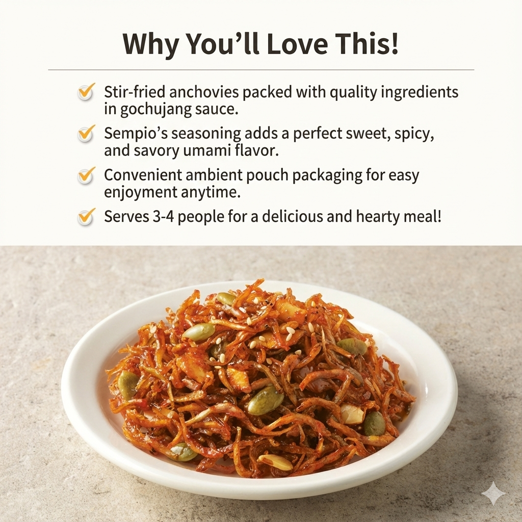 [Sempio] Korean Side Dishes / Stir-fried Anchovies with Hot Pepper Paste 50g / 샘표 밥도둑 고추장멸치볶음 50g