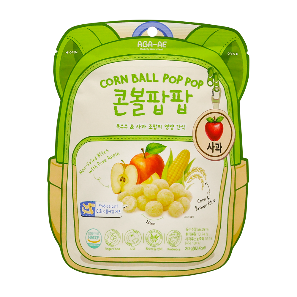 [AGE][Bayby Snack] Corn Ball Poppop (Apple/Blueberry/Strawberry)20g 아가애 콘볼 팝팝 (사과/블루베리/딸기)20g