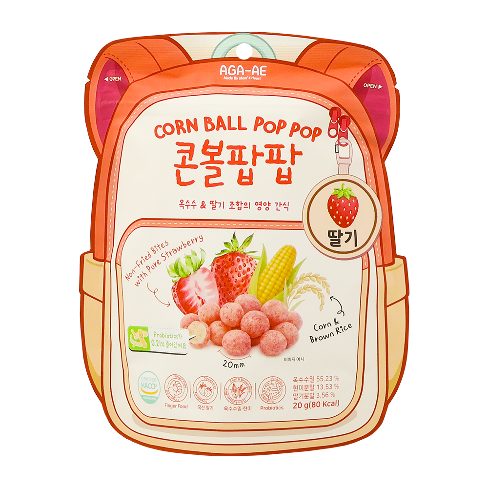 [AGE][Bayby Snack] Corn Ball Poppop (Apple/Blueberry/Strawberry)20g 아가애 콘볼 팝팝 (사과/블루베리/딸기)20g