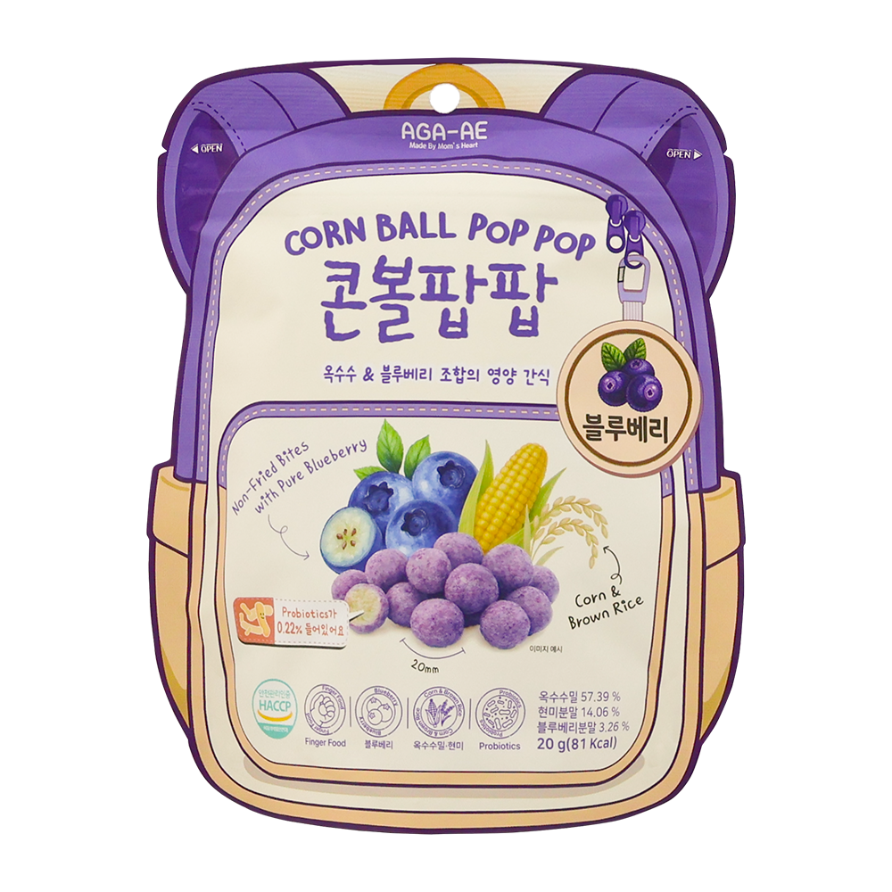 [AGE][Bayby Snack] Corn Ball Poppop (Apple/Blueberry/Strawberry)20g 아가애 콘볼 팝팝 (사과/블루베리/딸기)20g