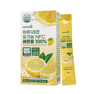 [Healthyhug]Lemon-a-Day Organic NFC Lemon Juice 100% 280g(20gx14stick) 하루1레몬 유기농 NFC 레몬즙 100% 280g(20gx14포)