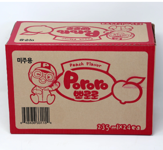 [Carton Deal] Pororo Drink 235mlx24Bottle (Blueberry / Milk / Shine Muscat / Apple / Strawberry / Peach)