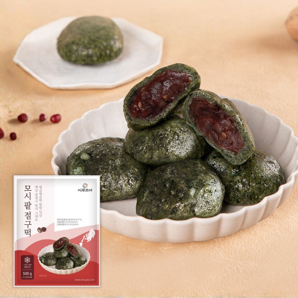 [Sirujoa] Unhardened Ramie Leaf Red Bean Pounded Rice Cake (10pcs,500g) / 시루조아 모시팥 절구떡 10개입 500g