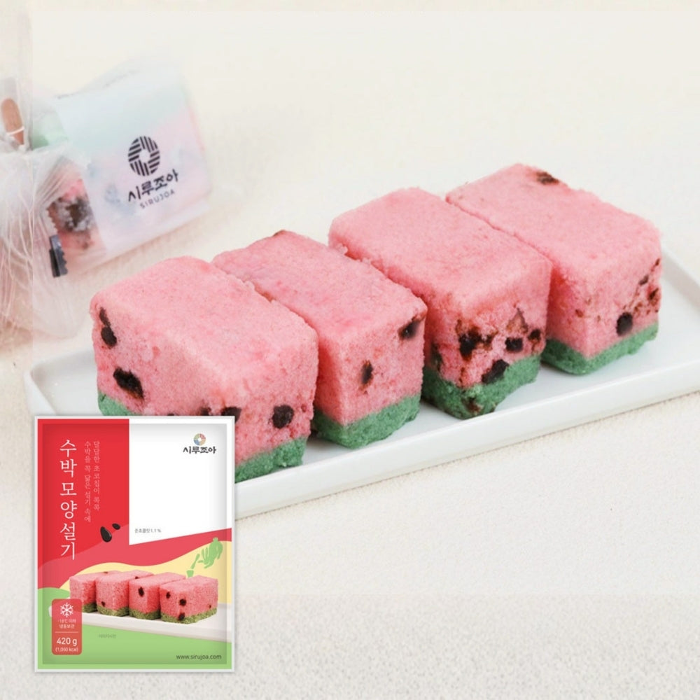 [Sirujoa] Watermelon Steamed Rice Cake (6pcs, 420g) / 시루조아 수박 설기 6개입 420g