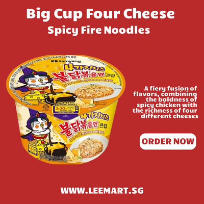 Big Cup 4-Cheese Spicy Stir-fried Noodles/4가지 치즈 불닭볶음면 큰컵 110g