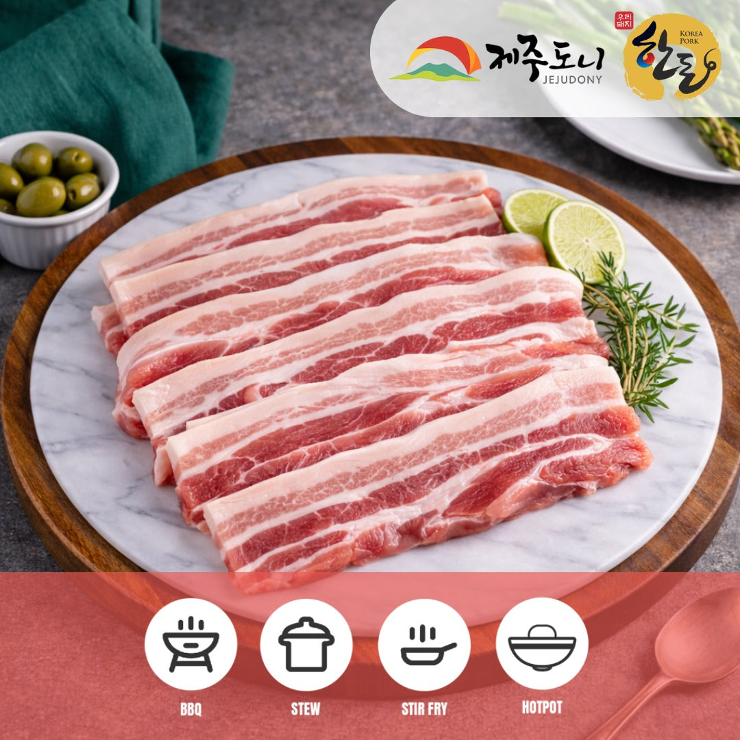 [JEJUDONY] Premium Jeju Pork Belly Thinly Sliced Frozen (For Hotpot) 300g 제주도니 제주돼지 냉동 대패삼겹살 (샤브샤브용) 300g