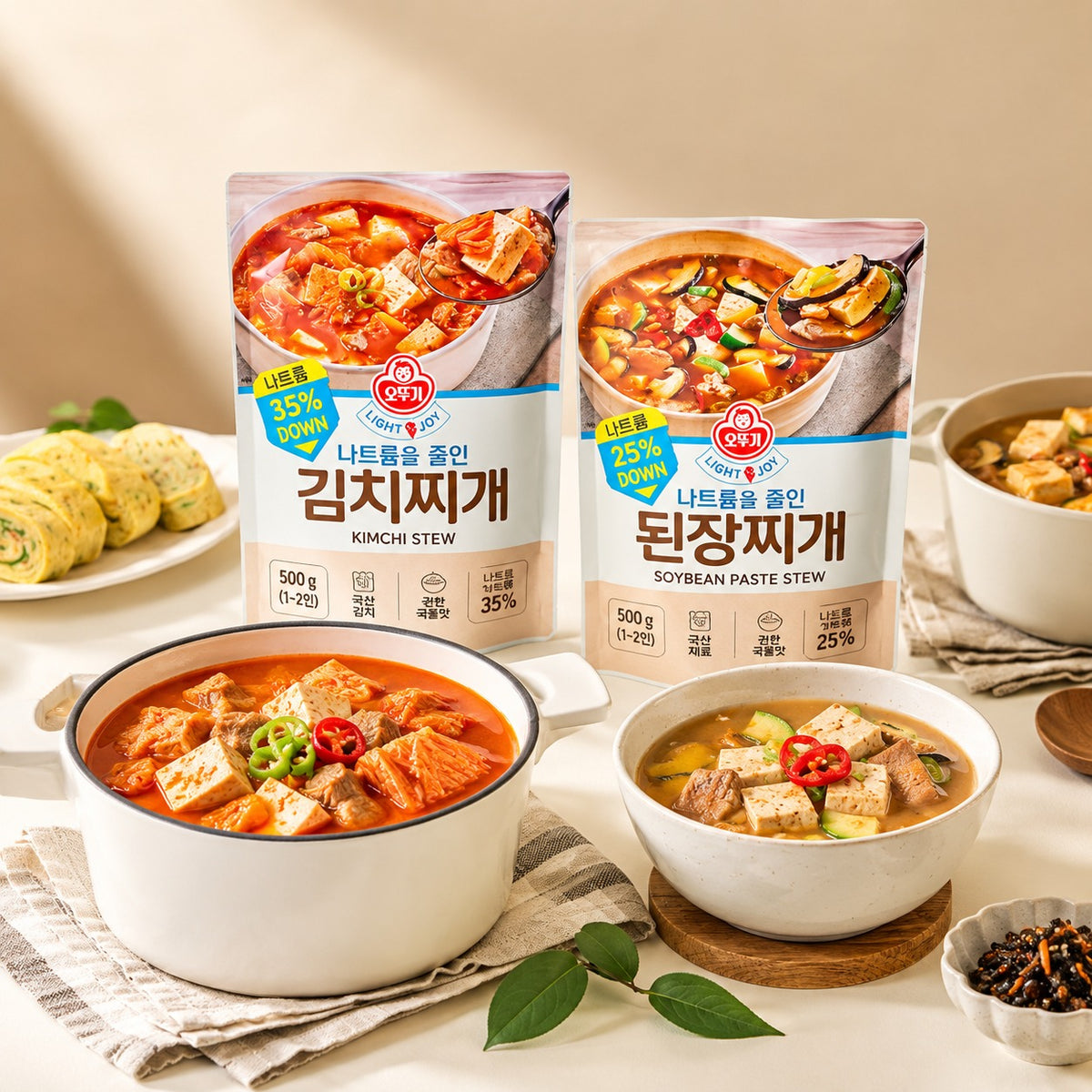 [OTOKI] LIGHT & JOY  Stew (Kimchi Jjigae/Soybean Soybean Paste) 450g 오뚜기 나트륨을 줄인 김치찌개/된장찌개 450g