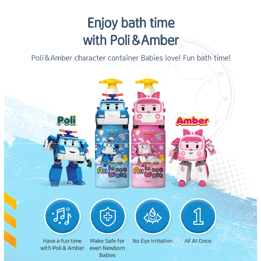 [AGA-AE]Robocar Poli Kids All-in-One Wash 400g 아가애 로보카폴리 키즈 올린원 워시 400g