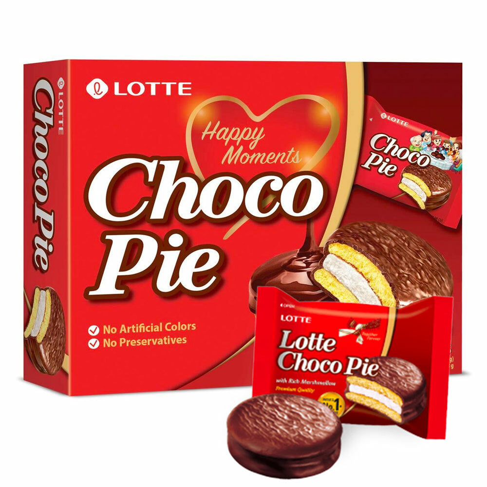 [Lotte] Choco Pie Korean Chocolate Biscuit Snack (28g x 12 Pieces) 336g 롯데 초코파이 336g