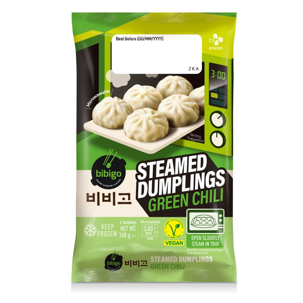 CJ Bibigo Steamed Dumplings Chili  168g /CJ 비비고 찐만두 청양 168g