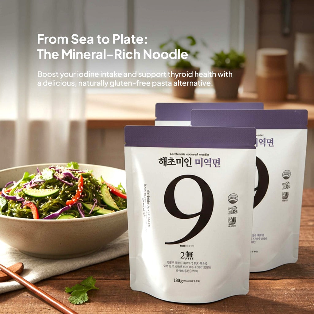 [Bundle of 10][Haechomiin] SEAWEED NOODLES With Soba/Bibim Sauce / 9Kcal Low-Calories Vegan
