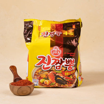 Ottogi Spicy Seafood Noodle Soup Noodle pack 130gx4/오뚜기 진짬뽕 멀티 130gx4개입