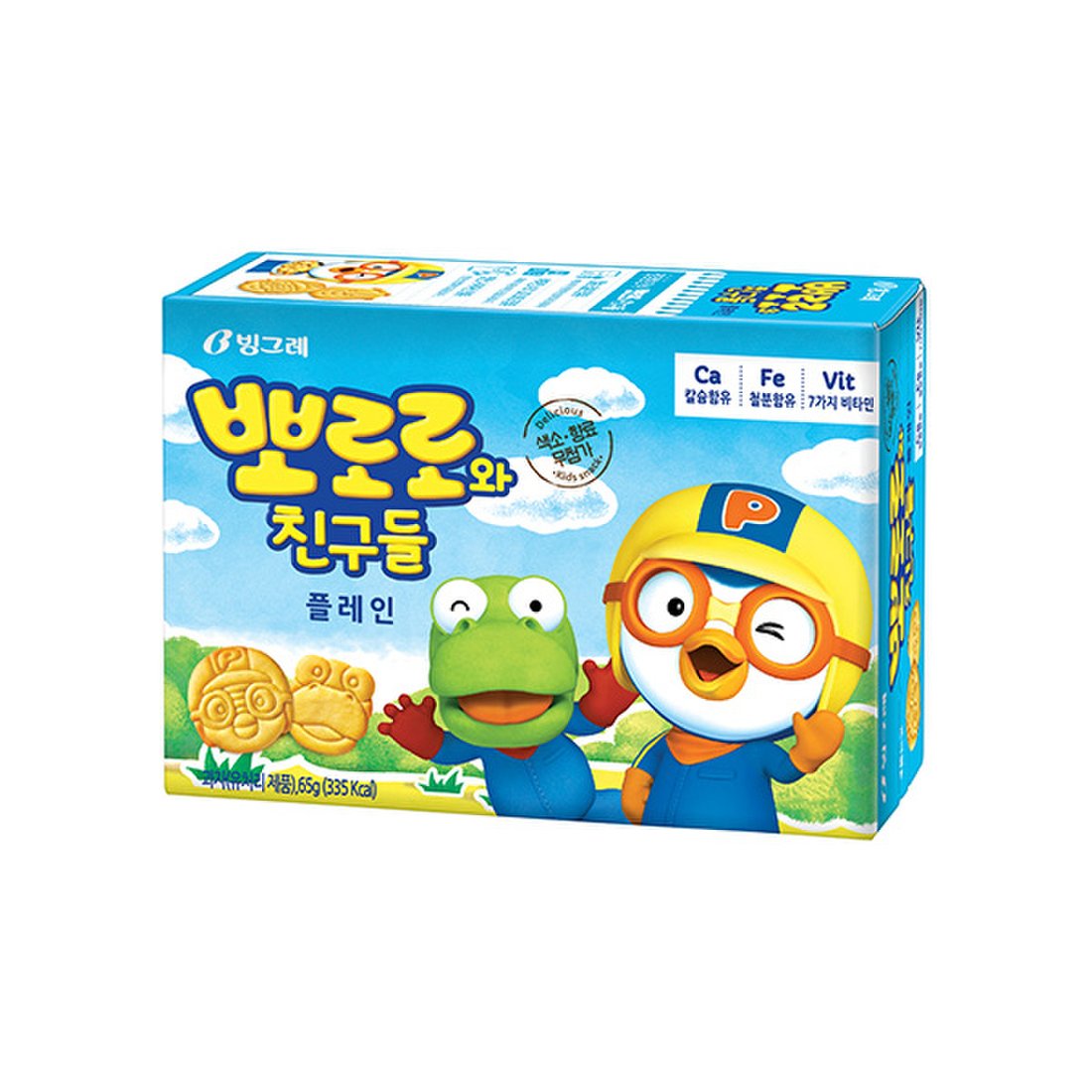 Binggrae Pororo and Friends Plain Cookie 65g/빙그레 뽀로로와친구들 플레인 65g