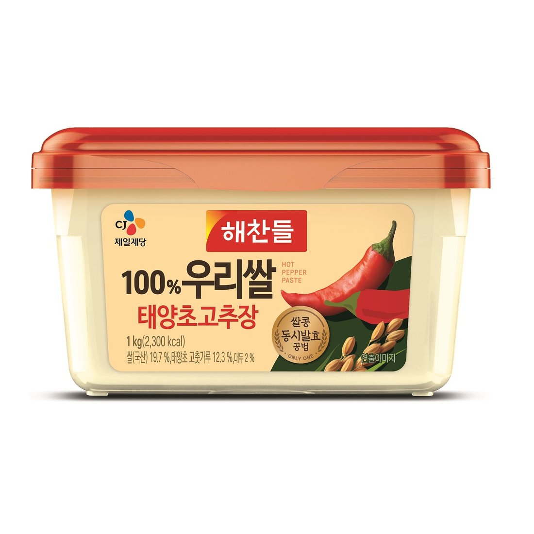CJ Hot Peeper Pasted-Korean Rice 1kg/CJ 해찬들우리쌀태양초골드고추장 1kg